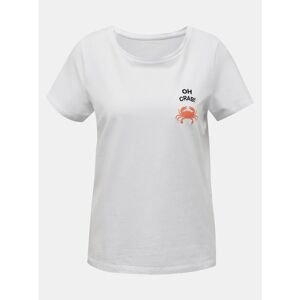 White T-shirt with embroidery Noisy May Nate - Women