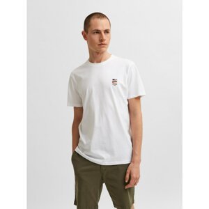 White T-shirt with embroidery Selected Homme Fate - Men
