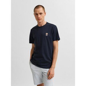 Dark Blue T-Shirt with Embroidery Selected Homme Fate - Men