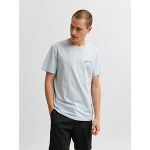 Light blue T-shirt with print Selected Homme Carter - Men
