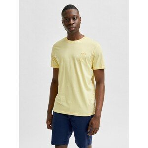Light yellow T-shirt with print Selected Homme Carter - Men