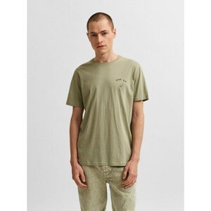 Light Green T-Shirt with Printed Selected Homme Carter - Men