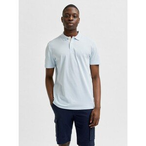 Light Blue Polo T-Shirt with Embroidery Selected Homme Lance - Men