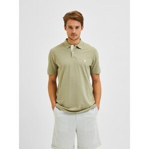 Light Green Polo T-Shirt with Embroidery Selected Homme Lance - Men