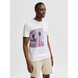 White T-shirt with printed Selected Homme Pent - Men