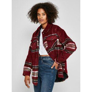 Burgundy Checkered Shirt Jacket Noisy May Lulu - Women