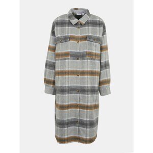 Brown-Grey Plaid Long Shirt Jacket Noisy May Lullia - Women