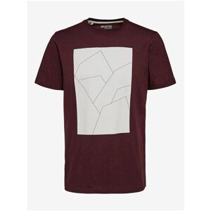 Wine Men's T-Shirt with Printed Selected Homme Marcus - Men's