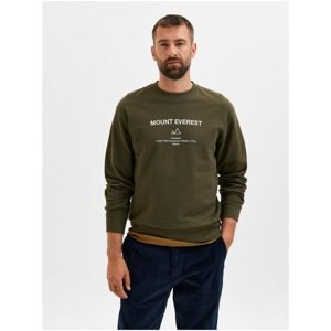 Khaki Men's Sweatshirt with Print Selected Homme Albert - Men's