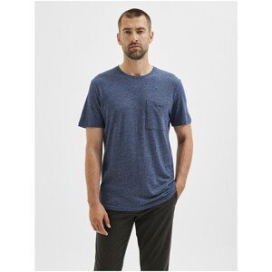 Dark Blue Men's Annealed T-Shirt with Pocket Selected Homme Decker - Men's