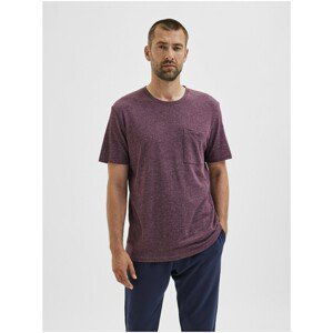 Wine Men's Annealed T-Shirt with Pocket Selected Homme Decker - Men