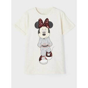 Cream girl t-shirt with print name it Minnie - unisex