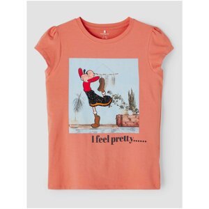 Orange girls' T-shirt with print name it Popeye - unisex
