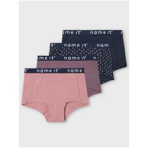 name it Set of four girls patterned panties in dark blue and pink - unisex