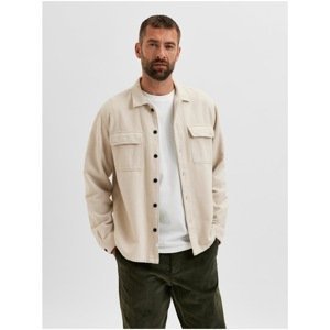 Cream Men's Shirt with Pockets Selected Homme Loose Kody - Men's