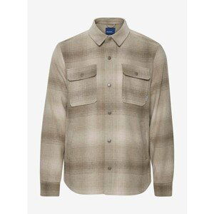 Beige Checkered Shirt Blend - Men