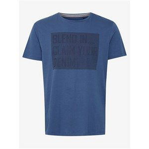 Blue Mens T-shirt with Blend print - Men