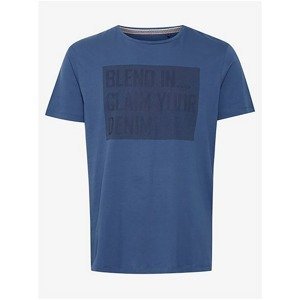 Blue Men's T-Shirt with Blend Print - Men's