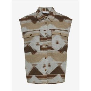 Brown-Beige Patterned Vest Noisy May Aztec - Women