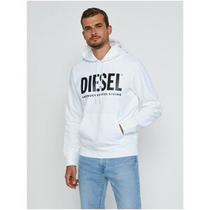 Diesel Mikina - S-GIRK-HOOD-ECOLOGO SWEAT biela