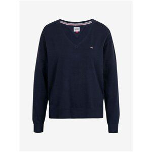 Tommy Jeans Sveter - TJW V-NECK SWEATER modrý