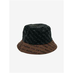 Brown-black men's hat with Replay motif - Men