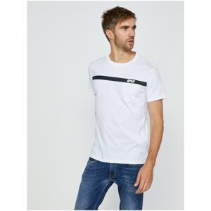 White Men's T-Shirt with Replay Print - Men's