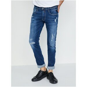 Dark Blue Men's Slim Fit Jeans Replay Hyperflex Re-used X.L. - Men's