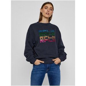 Dark gray women's oversize sweatshirt with Replay inscription - Women