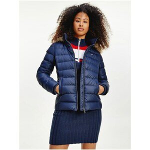 Dark Blue Women's Quilted Jacket Tommy Jeans Basic Hooded Down J - Women