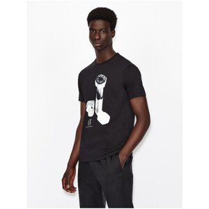 Black Men's T-Shirt with Armani Exchange Print - Men's