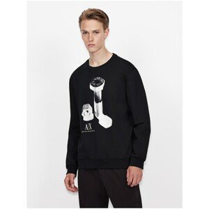 Black Men's Sweatshirt with Armani Exchange Print - Men's