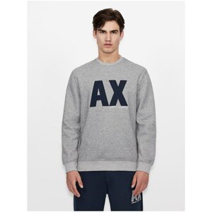 Grey Men's Sweatshirt with Armani Exchange Print - Men's