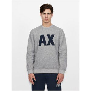 Grey Men's Sweatshirt with Armani Exchange Print - Men's