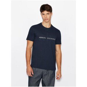 Dark blue men's T-shirt with Armani Exchange print - Men's