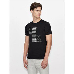 Black Men's T-Shirt with Armani Exchange Print - Men's