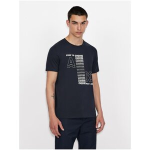 Dark blue men's T-shirt with Armani Exchange print - Men's