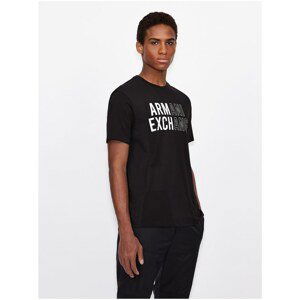 Black Men's T-Shirt with Armani Exchange Print - Men's