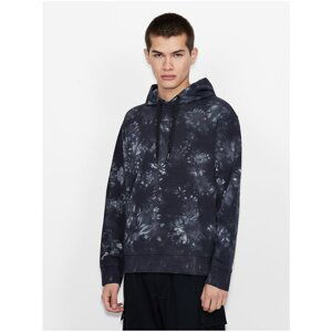 Dark Blue Mens Patterned Hoodie Armani Exchange - Men