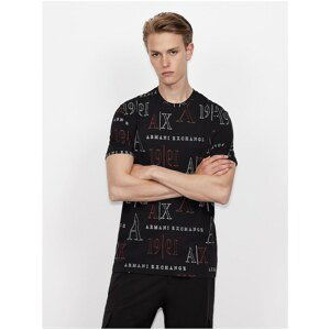 Black Men's Patterned T-Shirt Armani Exchange - Men's