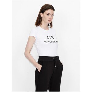 White Women's T-Shirt with Armani Exchange Print - Women