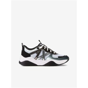 White Women's Sneakers with Details in Silver Armani Exchange - Women