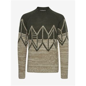 Green-Beige Patterned Sweater Blend - Men