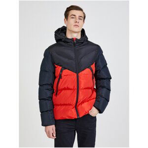 Black-Red Quilted Jacket Blend - Men