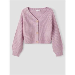 Pink Girls Ribbed Cardigan with Balloon Sleeves name it Valea - unisex