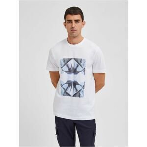 White T-shirt with print Selected Homme Mario - Men