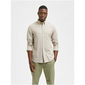 Beige Shirt Selected Homme Slim Flannel - Men