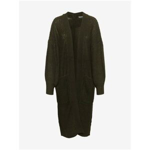 Khaki Ribbed Long Cardigan with Balloon Sleeves Noisy May Loui - Women