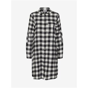 White-Black Plaid Shirt Dress Noisy May Atle - Women