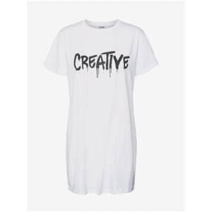 White Long T-shirt with Noisy May Zodiac - Women